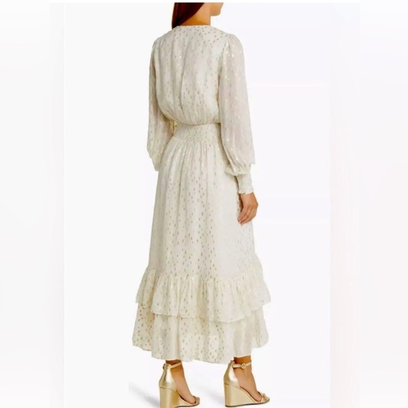 NWT! Lilly Pulitzer Cristiana Midi Long Sleeve Dress in Metallic Clip Coconut - Picture 2 of 13